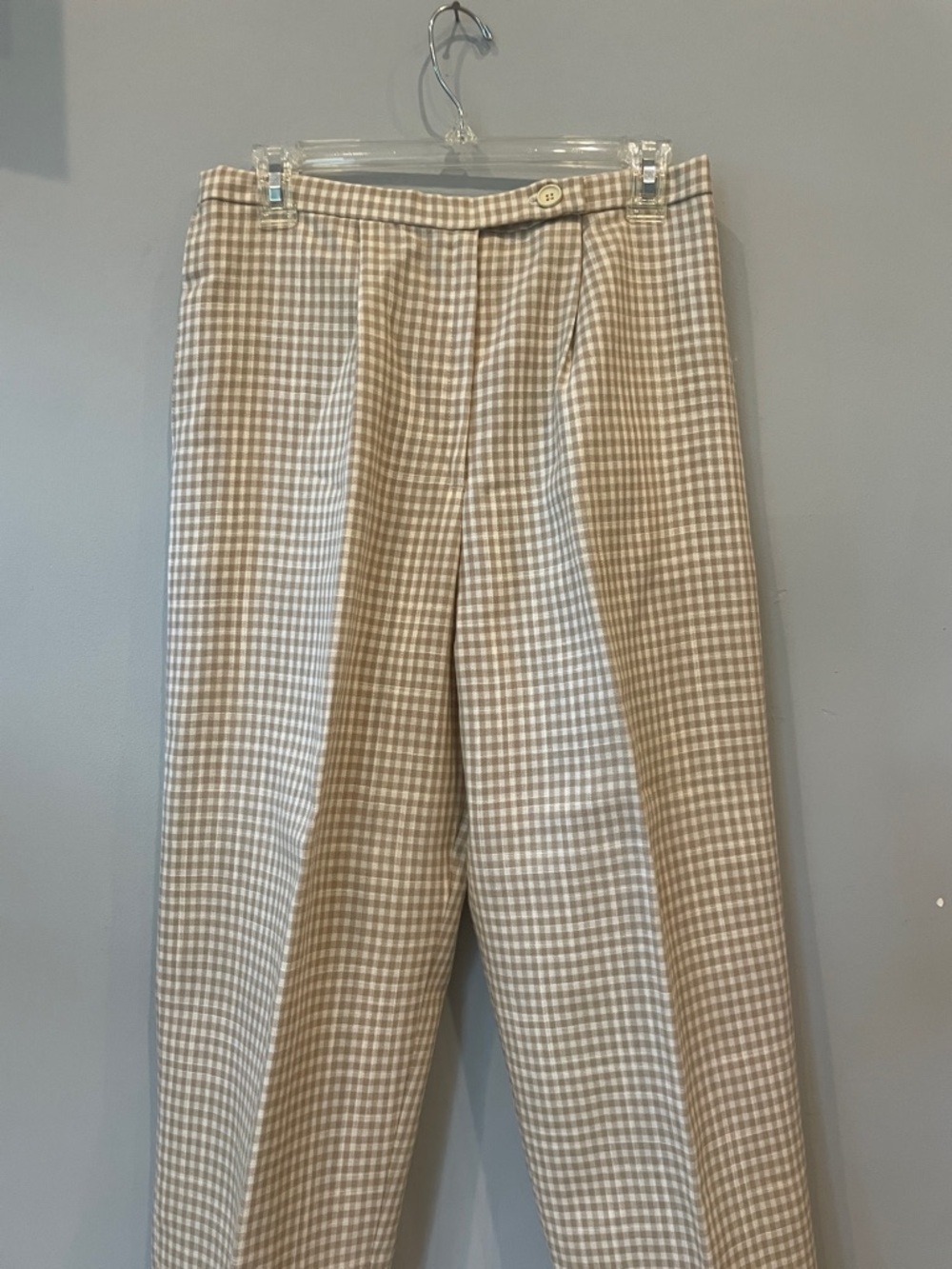 Beige Gingham Dress Pants women’s like new handmade